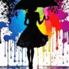Silhouette Girl With Umbrella Diamond Painting