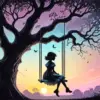 Silhouette Of A Girl On A Swing Diamond Painting