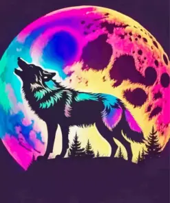 Silhouette Of A Wolf Diamond Painting