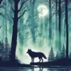 Silhouette Of A Wolf Forest Diamond Painting