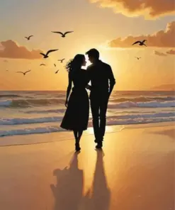 Silhouette Of Couple Art Diamond Painting