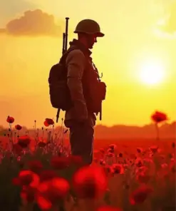 Silhouette Of Soldier In Field Diamond Painting