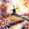 Silhouette Of Windmill Diamond Painting