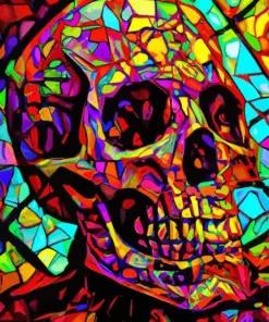 Skull Stained Glass Art Diamond Painting