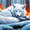 Sleeping White Fox Art Diamond Painting