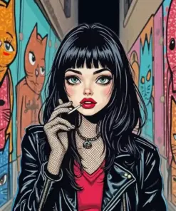 Smoking Goth Art Diamond Painting