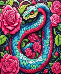 Snake Roses Art Diamond Painting