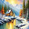 Snowy Cabin Art Diamond Painting