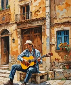 Spanish Man Playing Guitar Diamond Painting