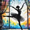 Splash Silhouette Of A Ballerina Diamond Painting
