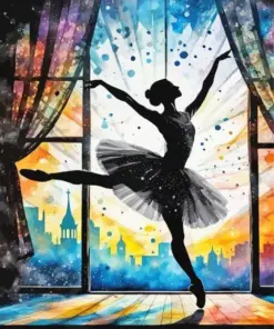Splash Silhouette Of A Ballerina Diamond Painting