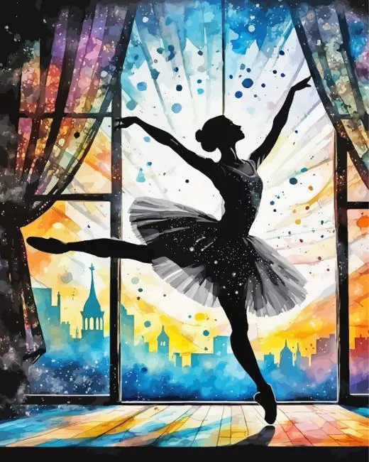 splash silhouette of a ballerina Diamond Paintings Splash Silhouette Of A Ballerina Diamond Painting