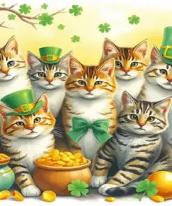St Patricks Day Tabby Cats Diamond Painting