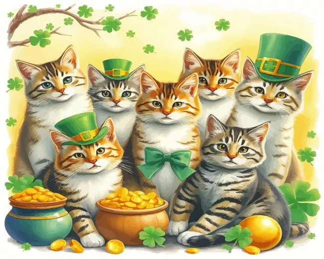 st patricks day tabby cats Diamond Paintings St Patricks Day Tabby Cats Diamond Painting