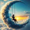 Sunset Silhouette Girl On Swing Diamond Painting