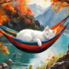 White Sleeping Cat Diamond Painting
