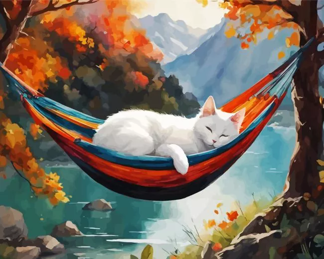 white sleeping cat Diamond Dotz White Sleeping Cat Diamond Painting