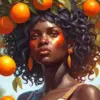 Woman And Orange Tree Diamond Painting