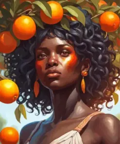 Woman And Orange Tree Diamond Painting
