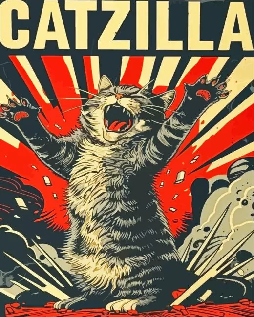 Catzilla paint by number Catzilla Diamond Painting