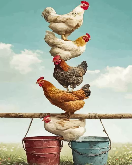 Chickens paint by number Chickens Birds Diamond Painting