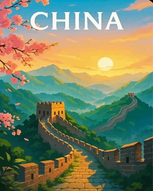 China paint by numbers China Poster Diamond Painting