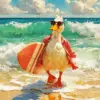 Duck Surfing Diamond Painting