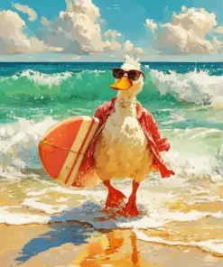 Duck Surfing Diamond Painting