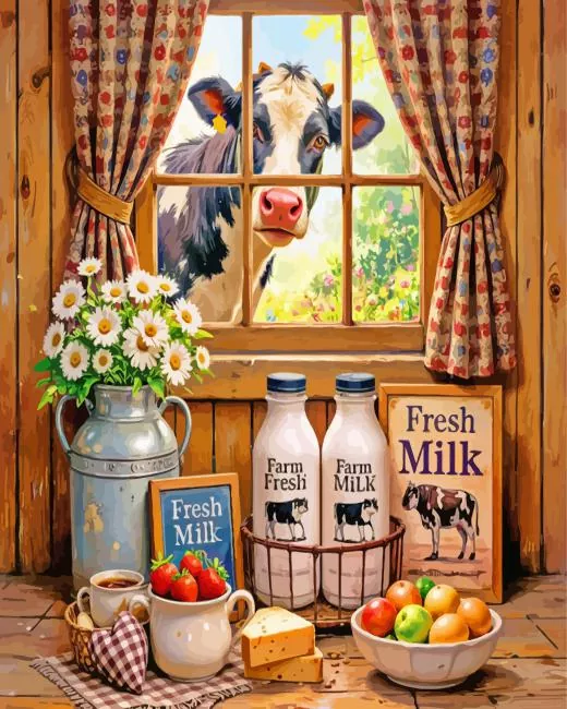 Farm cow art paint by number Farm Cow Diamond Painting