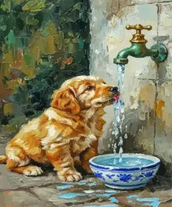 Thirsty Dog Diamond Painting