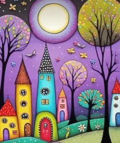 Whimsical Houses Diamond Painting