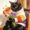 Cat And Flowers Diamond Painting