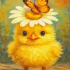 Cute Chick And Butterflies Diamond Painting