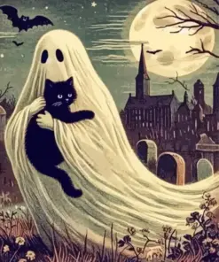 Ghost And Cat Diamond Painting