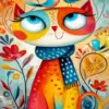 Whimsical Cat Art Diamond Painting