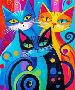 Whimsical Cats Art Diamond Painting